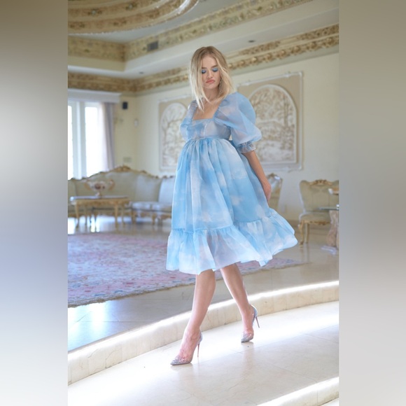 THE PUFF DRESS/BLUE/HEAD IN CLOUDS main image 0